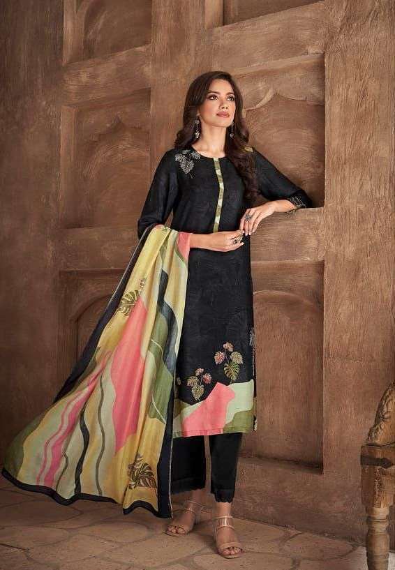 Block Printed Tussar Silk Salwar Suit | Dress materials, Salwar materials,  South silk sarees