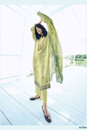 My Fashion Road Varsha Ehrum Ruhaniyat Exclusive Silky Satin Salwar Kameez | Green