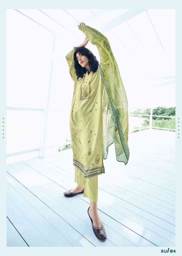 My Fashion Road Varsha Ehrum Ruhaniyat Exclusive Silky Satin Salwar Kameez | Green
