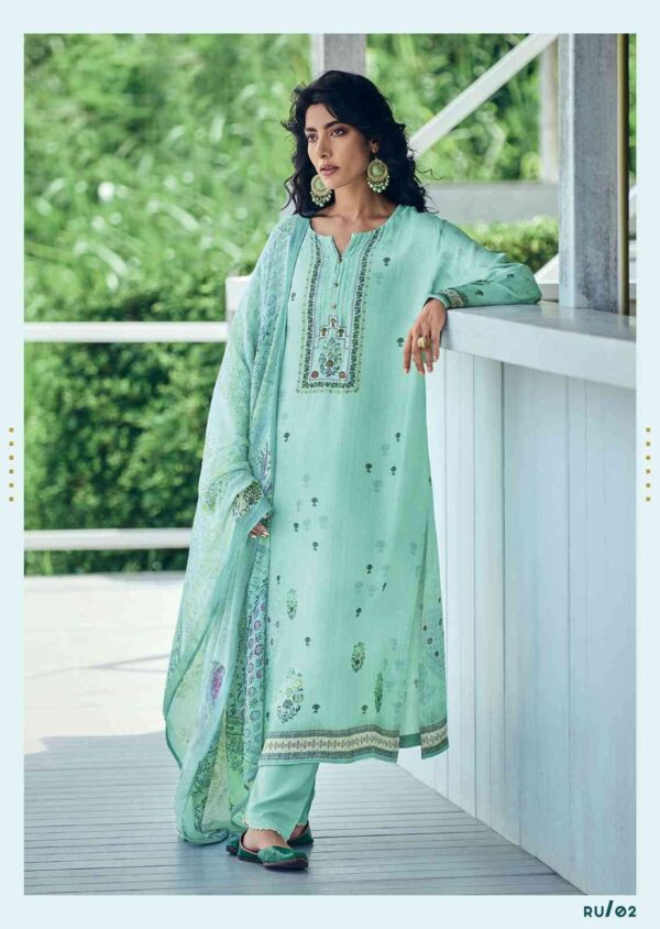 My Fashion Road Varsha Ehrum Ruhaniyat Exclusive Silky Satin Salwar Kameez | Blue