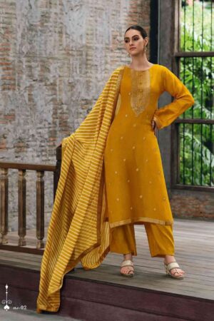 My Fashion Road Varsha Nisha Exclusive Designer Organza Suit | Yellow