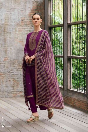 My Fashion Road Varsha Nisha Exclusive Designer Organza Suit | Purple