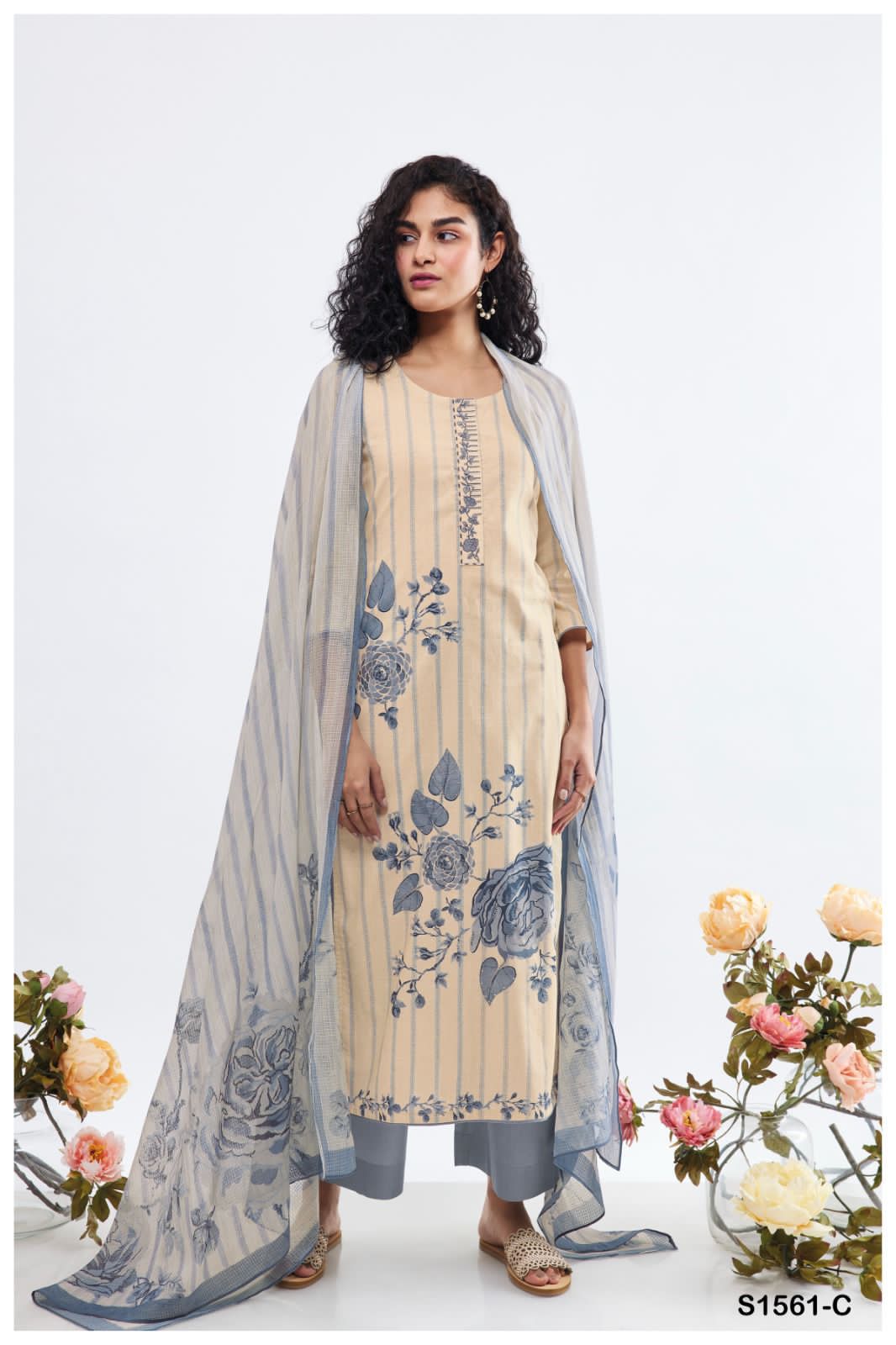 Buy Fancy Design Cotton Dress Material|Pink & Mehndi|Lovely Wedding Mall