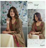 My Fashion Road Ganga Bloom Plazzo Silk Unstitched Dress Material | Brown