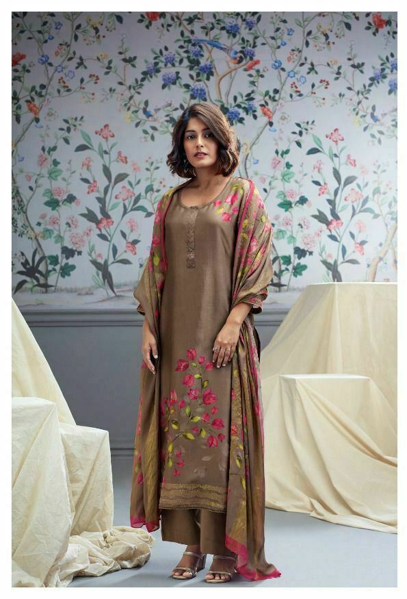 Ganga Woolen Pashmina Green Winter Suit Dress Material for Women – Stilento