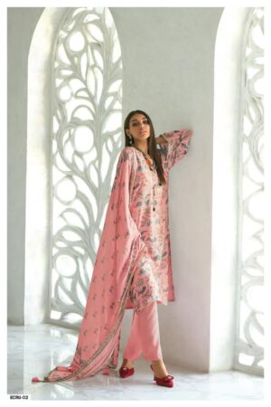 My Fashion Road Varsha Ecru Designer Fancy Linen Cotton Salwar Kameez | Pink