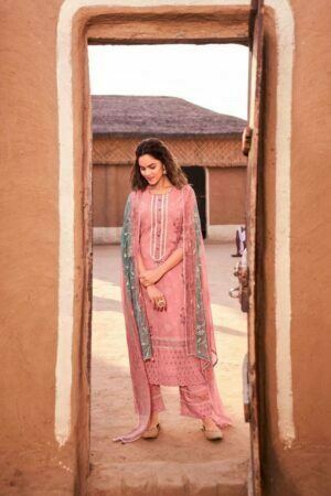 My Fashion Road Jay Vijay Purvai Cotton Pant Style Dress Material | Peach