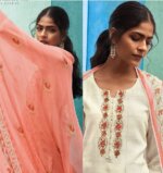 My Fashion Road Ganga Shades Premium Linen Designer Ladies Suits | White