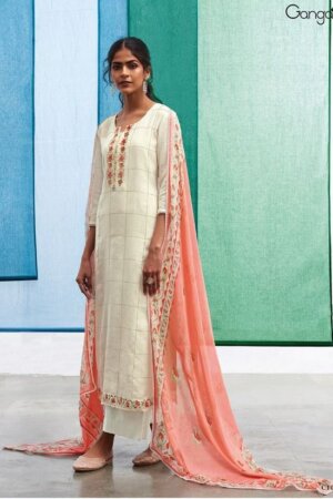 My Fashion Road Ganga Shades Premium Linen Designer Ladies Suits | White