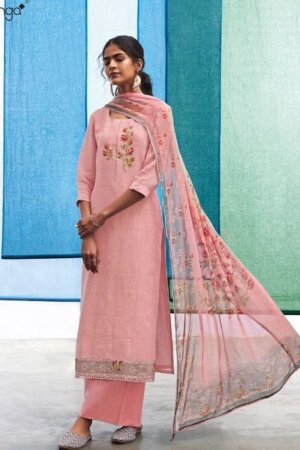 My Fashion Road Ganga Shades Premium Linen Designer Ladies Suits | Pink