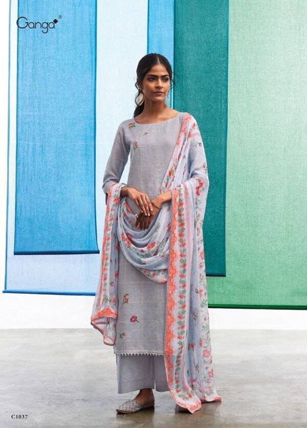 My Fashion Road Ganga Shades Premium Linen Designer Ladies Suits | Blue