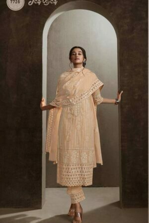My Fashion Road Jay Vijay Shehnaaz Cotton Pant Style Dress Material | Peach