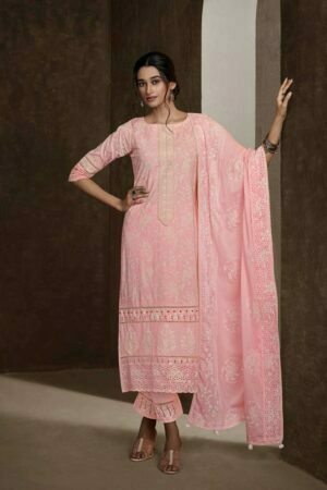 My Fashion Road Jay Vijay Shehnaaz Cotton Pant Style Dress Material | Pink