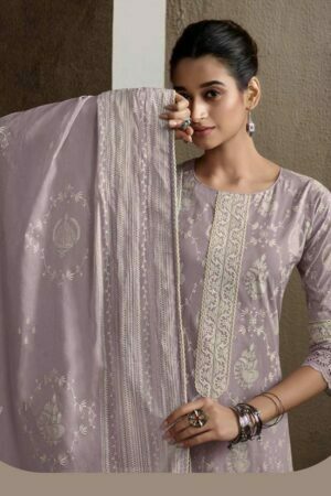 My Fashion Road Jay Vijay Shehnaaz Cotton Pant Style Dress Material | Lilac