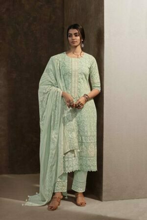 My Fashion Road Jay Vijay Shehnaaz Cotton Pant Style Dress Material | Green