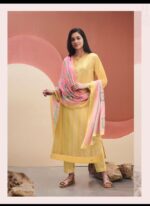 My Fashion Road Sudriti Sahiba Summer Stripes Cotton Pant Style Suit | Yellow