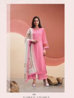 My Fashion Road Sudriti Sahiba Summer Stripes Cotton Pant Style Suit | Pink