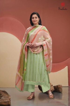 My Fashion Road Sudriti Sahiba Summer Stripes Cotton Pant Style Suit | Green