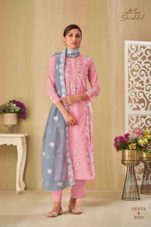 My Fashion Road Sahiba Nesta Block Printed Cotton Cambric With Beads & Crochet Work Suit | Pink