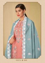 My Fashion Road Sahiba Nesta Block Printed Cotton Cambric With Beads & Crochet Work Suit | Peach