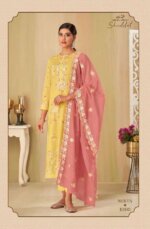 My Fashion Road Sahiba Nesta Block Printed Cotton Cambric With Beads & Crochet Work Suit | Yellow