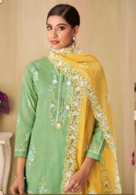 My Fashion Road Sahiba Nesta Block Printed Cotton Cambric With Beads & Crochet Work Suit | Green