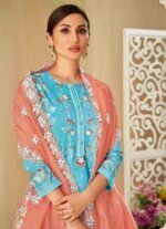 My Fashion Road Sahiba Nesta Block Printed Cotton Cambric With Beads & Crochet Work Suit | Blue