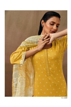 My Fashion Road Ganga Fashion Rubi Premium Cotton Unstitched Salwar Kameez | Yellow