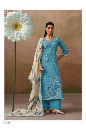 My Fashion Road Ganga Fashion Rubi Premium Cotton Unstitched Salwar Kameez | Blue
