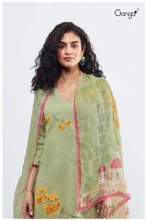 My Fashion Road Ganga Monica Exclusive Fancy Cotton Ganga Suit | Green