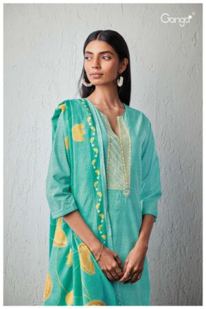 My Fashion Road Ganga Unnati Cotton Unstitched Salwar Kameez  | Green