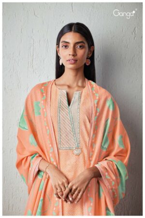 My Fashion Road Ganga Unnati Cotton Unstitched Salwar Kameez  | Orange