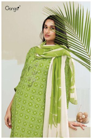 My Fashion Road Ganga Vamika Fancy Printed Unstitched Cotton Suit | Green