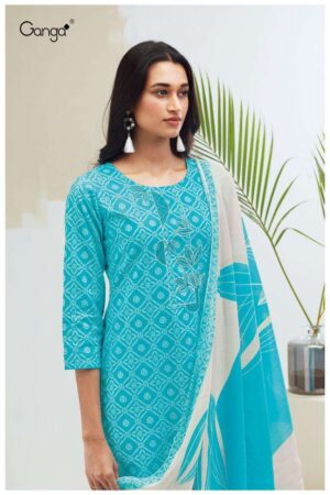 My Fashion Road Ganga Vamika Fancy Printed Unstitched Cotton Suit | Blue