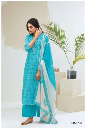 My Fashion Road Ganga Vamika Fancy Printed Unstitched Cotton Suit | Blue