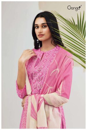 My Fashion Road Ganga Vamika Fancy Printed Unstitched Cotton Suit | Pink