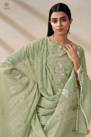 My Fashion Road Jay Vijay Jiyana Cotton Block Designs Designer Cotton Ladies Suit | Green