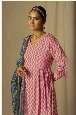 My Fashion Road Kimora Heer Kalam X Batik Designer Muslin Silk Salwar Suit | Lilac