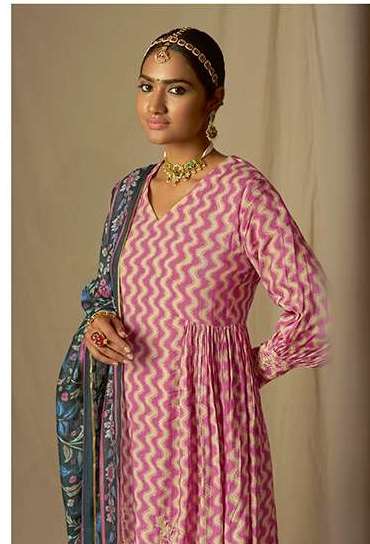 Buy Bunaai Orchid Pink Cotton Silk Salwar Suit Set For Women Online