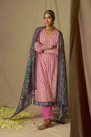 My Fashion Road Kimora Heer Kalam X Batik Designer Muslin Silk Salwar Suit | Lilac