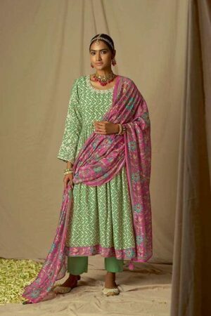 My Fashion Road Kimora Heer Kalam X Batik Designer Muslin Silk Salwar Suit | Green