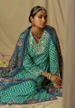 My Fashion Road Kimora Heer Kalam X Batik Designer Muslin Silk Salwar Suit | Turquoise