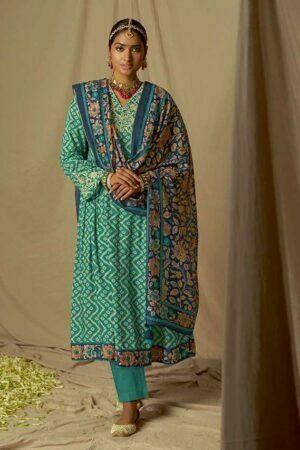 My Fashion Road Kimora Heer Kalam X Batik Designer Muslin Silk Salwar Suit | Turquoise