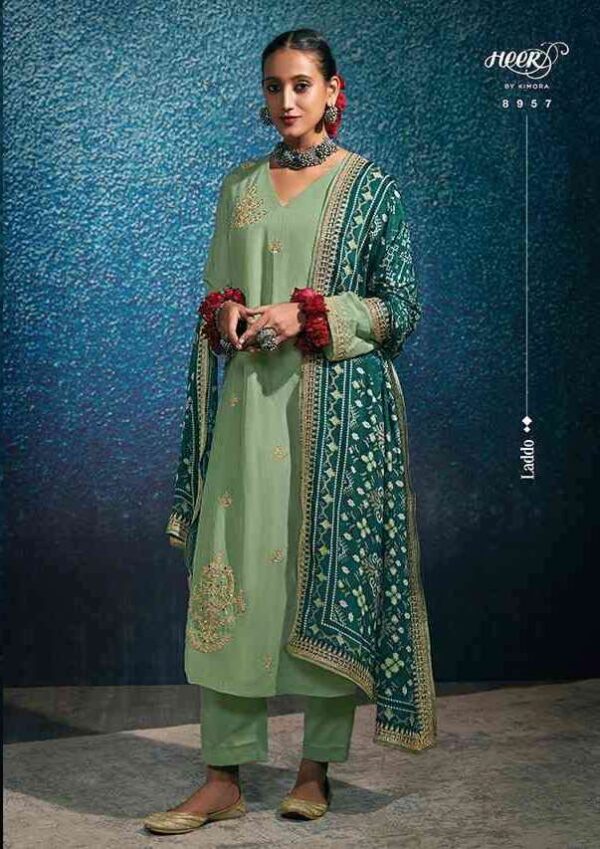 My Fashion Road Kimora Heer Laddo Exclusive Designer Silk Salwar Suit | Green