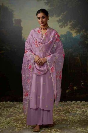 My Fashion Road Kimora Heer Siya Traditional Partywear Dress Material | Lilac
