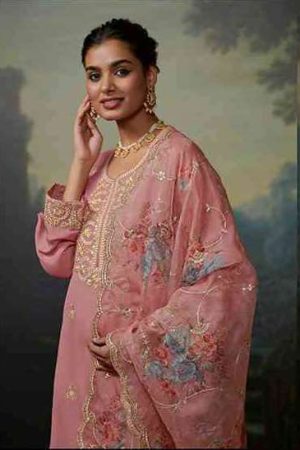 My Fashion Road Kimora Heer Siya Traditional Partywear Dress Material | Pink