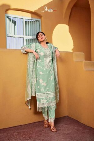 My Fashion Road Shai Khaab By Jay Vijay Designer Moga Silk Salwar Suit | Green