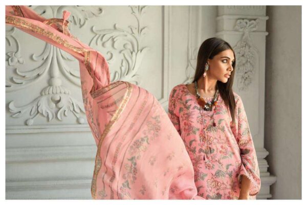 My Fashion Road Varsha Ecru Designer Fancy Linen Cotton Salwar Kameez | Pink