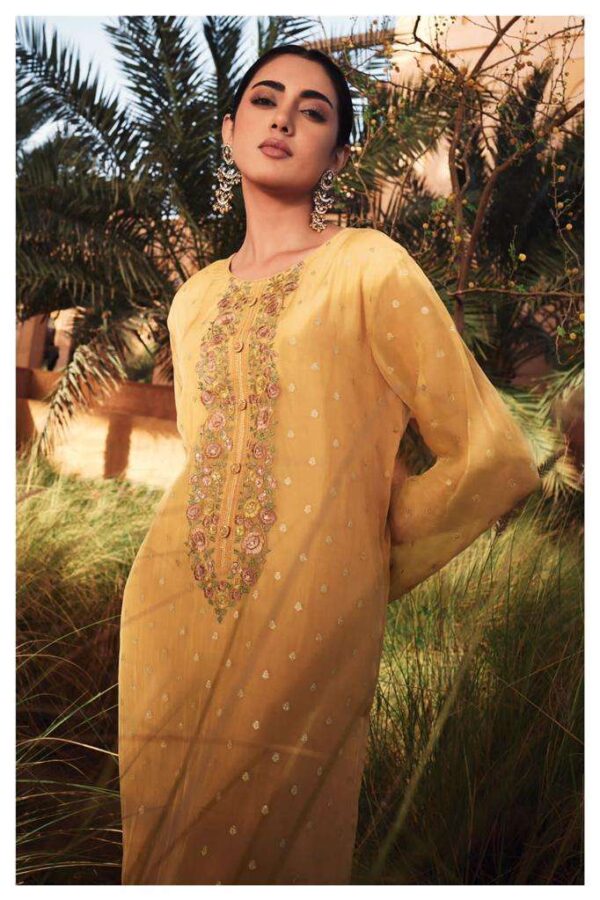 My Fashion Road Varsha Gul Designer Woven Organza Salwar Suit | Yellow