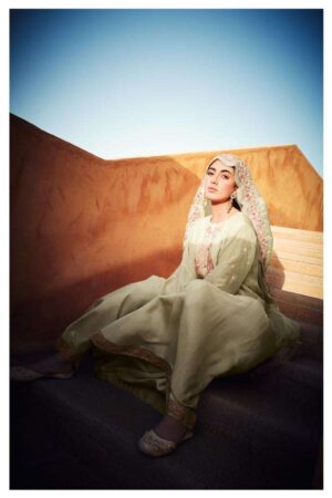 My Fashion Road Varsha Gul Designer Woven Organza Salwar Suit | Green